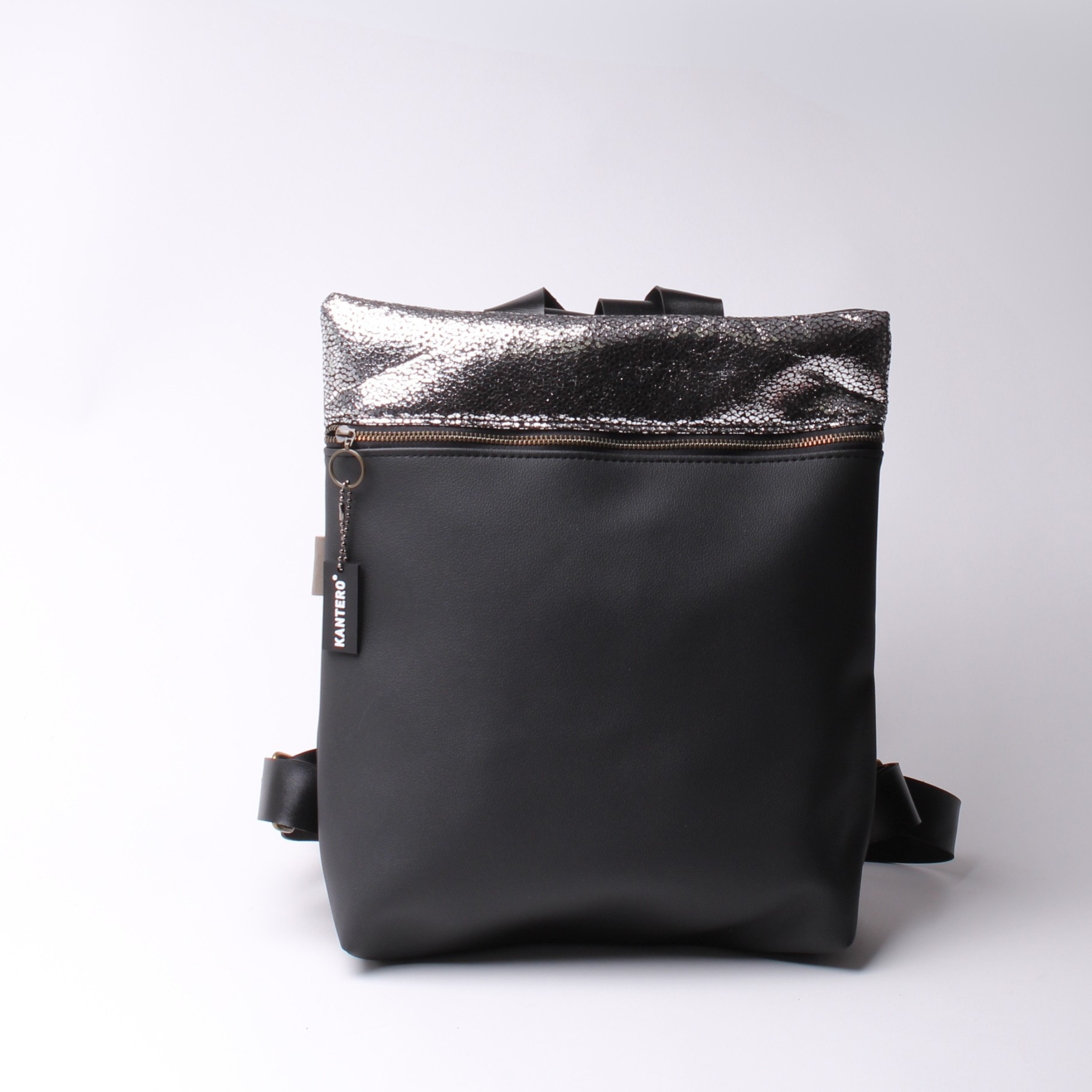 מיני מלבן נצנצים כסוף כהה ושחור