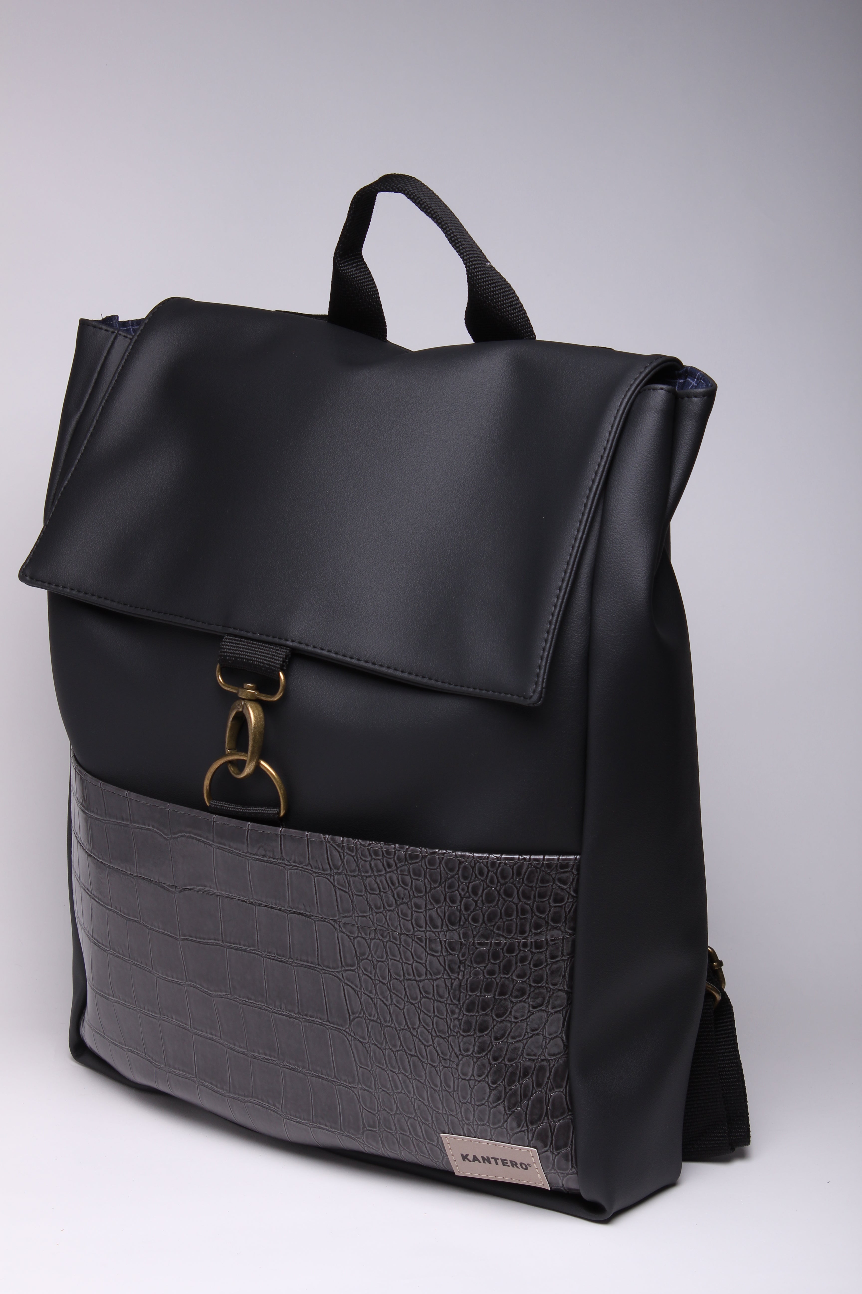 תיק גב אקספרט פלוס- קרוקו אפור ושחור