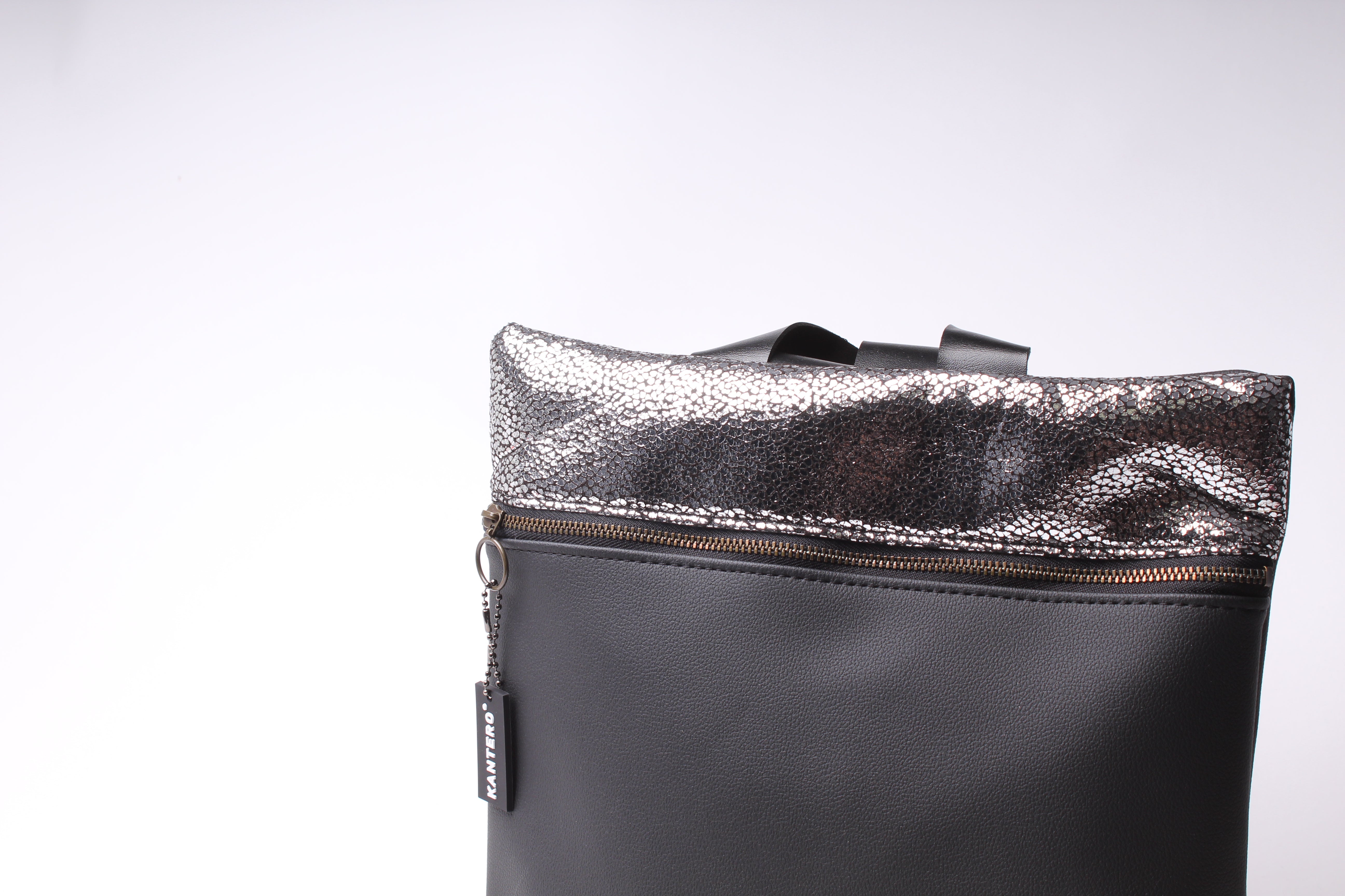 מיני מלבן נצנצים כסוף כהה ושחור