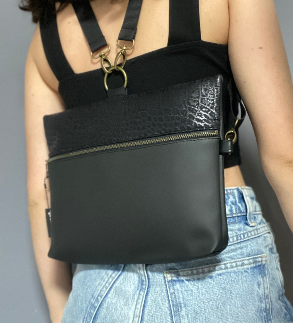 4 ב-1 הדפס תנין שחור ושחור