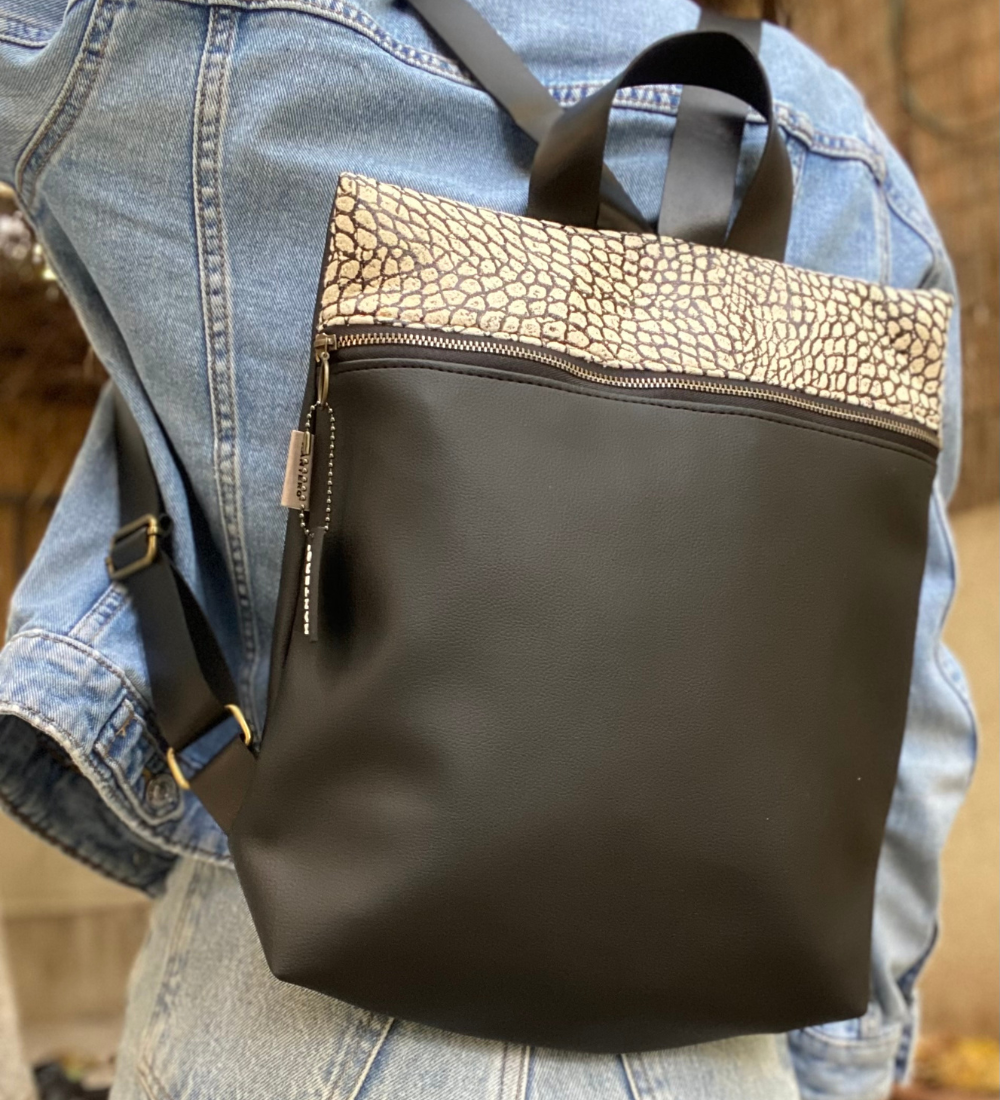 מיני מלבן הדפס תנין ושחור