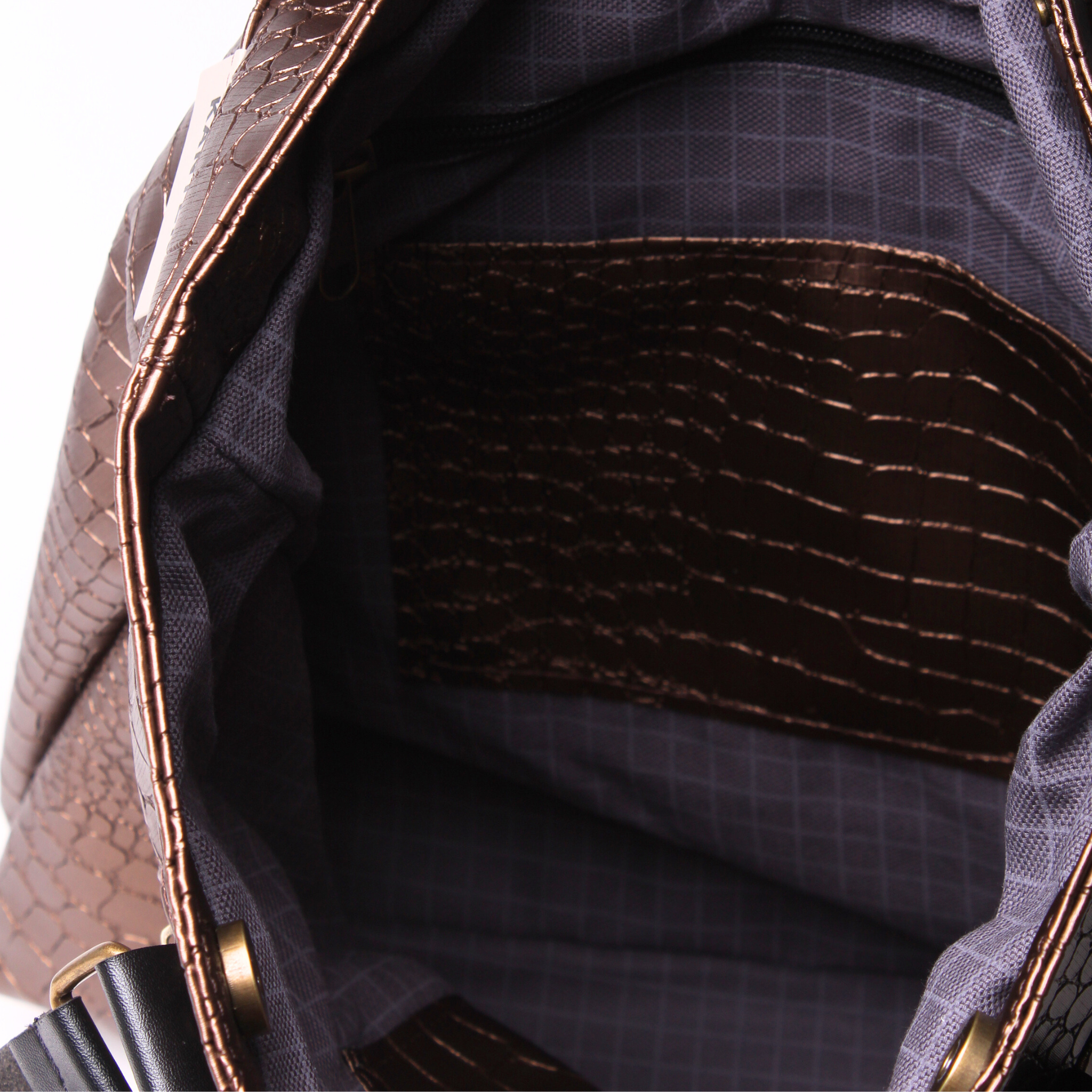 תיק כתף ברונזה קרוקו