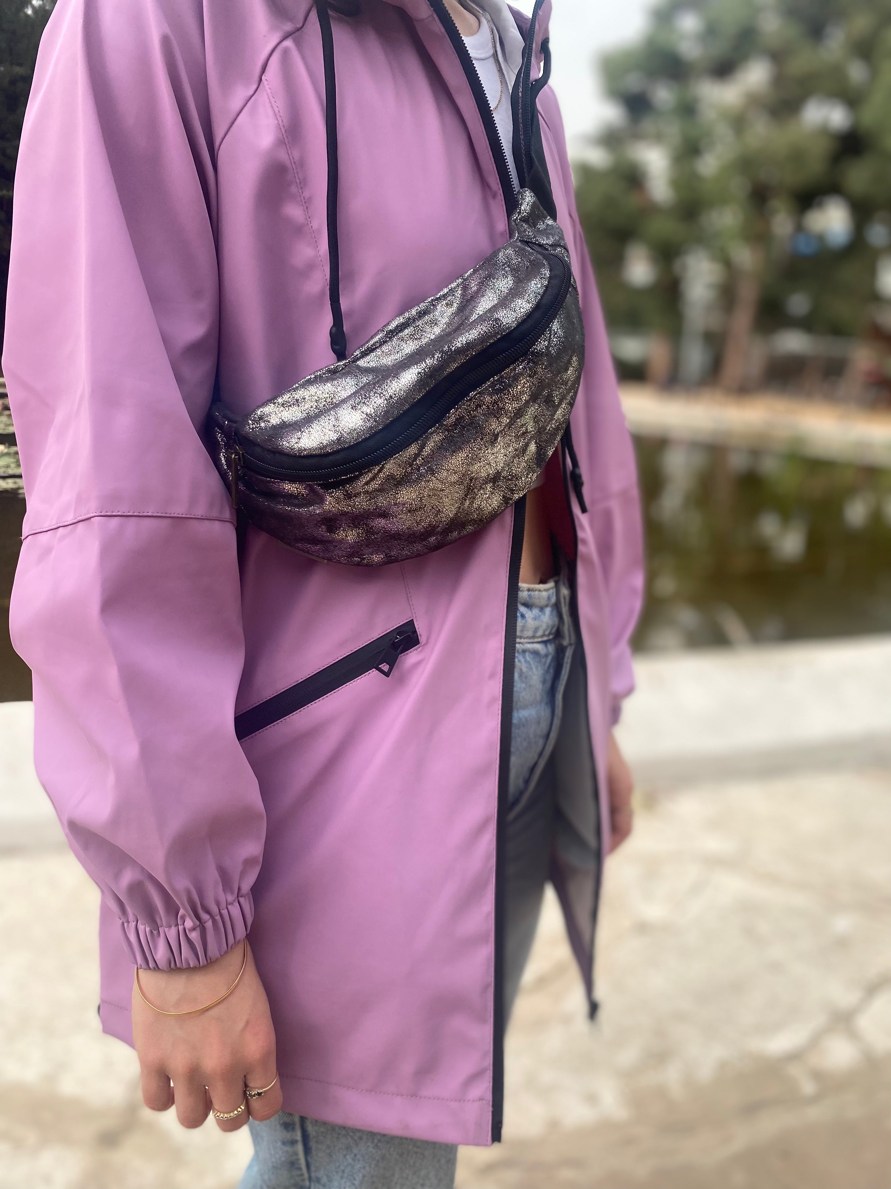 פאוץ' קלאסי כסוף משופשף