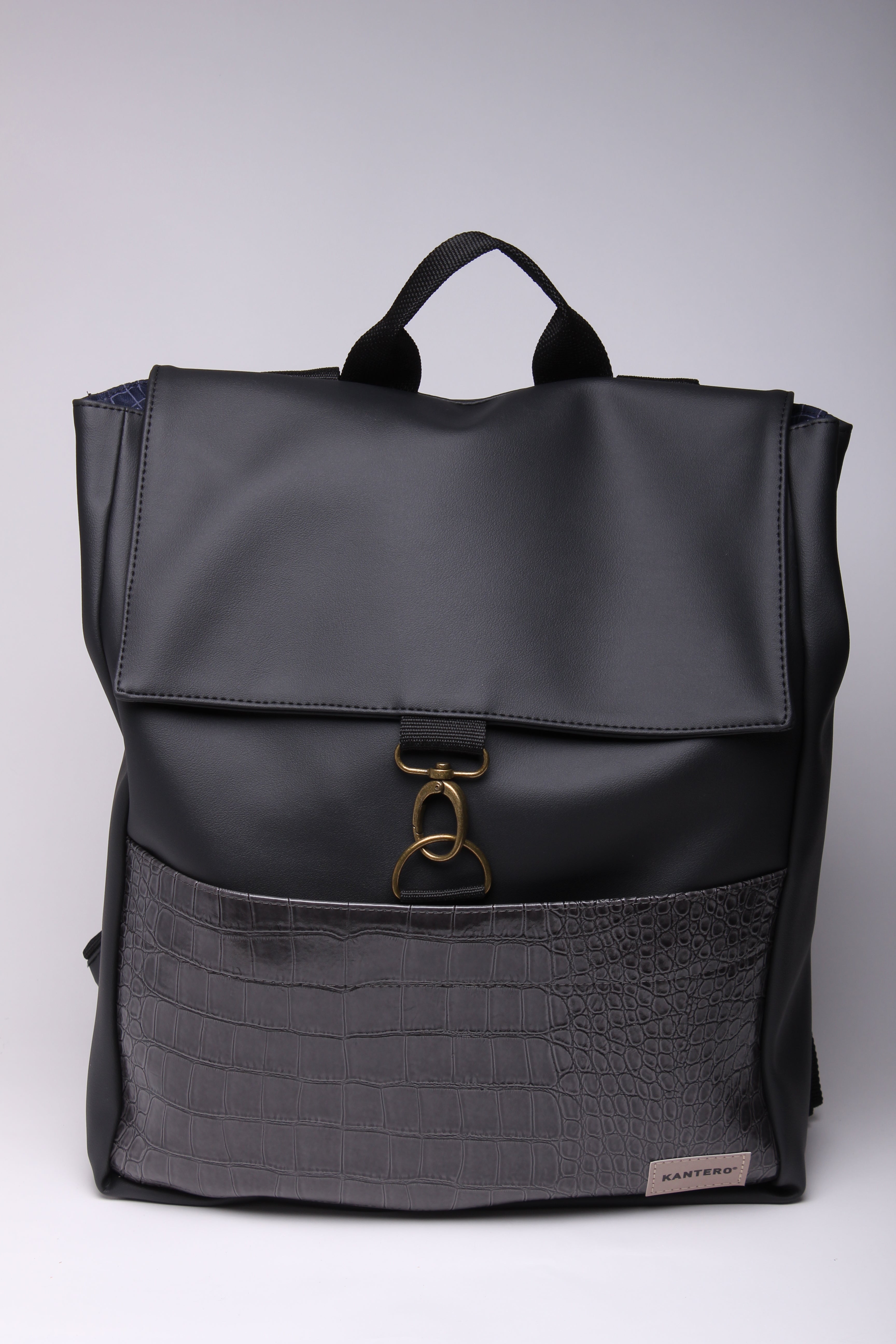 תיק גב אקספרט פלוס- קרוקו אפור ושחור