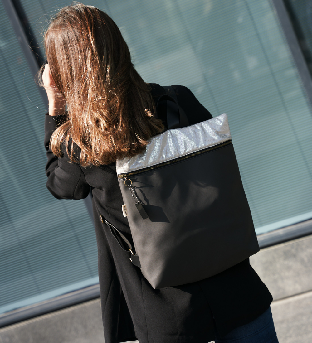 מלבן נצנצים כסוף בהיר ושחור