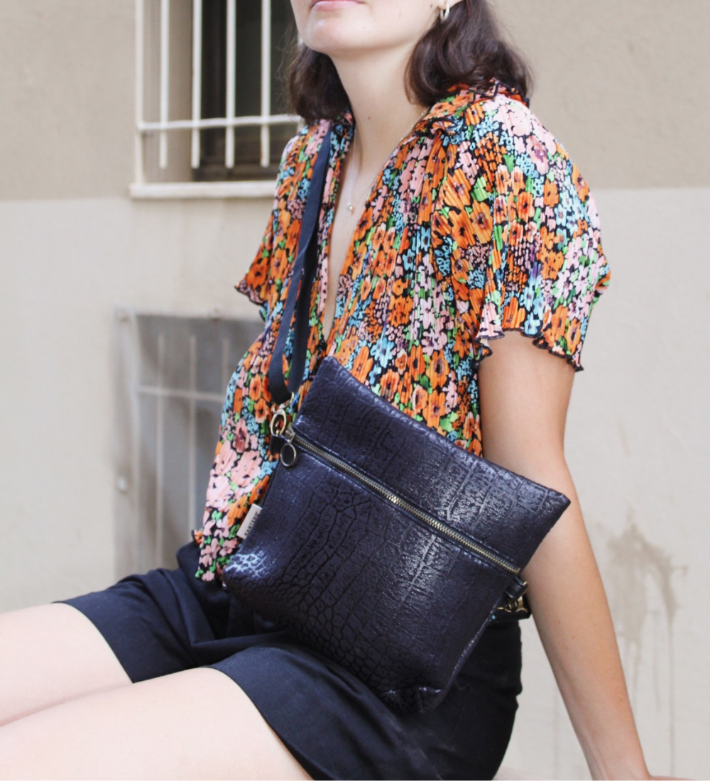 מיני 4 ב-1 הדפס תנין שחור