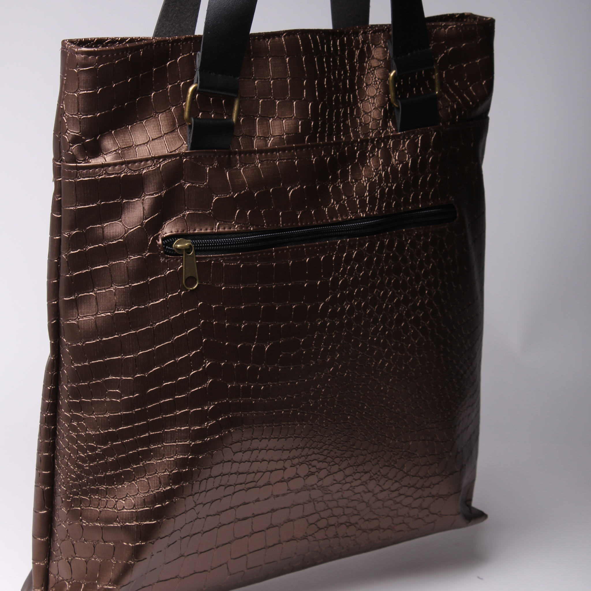 תיק כתף ברונזה קרוקו