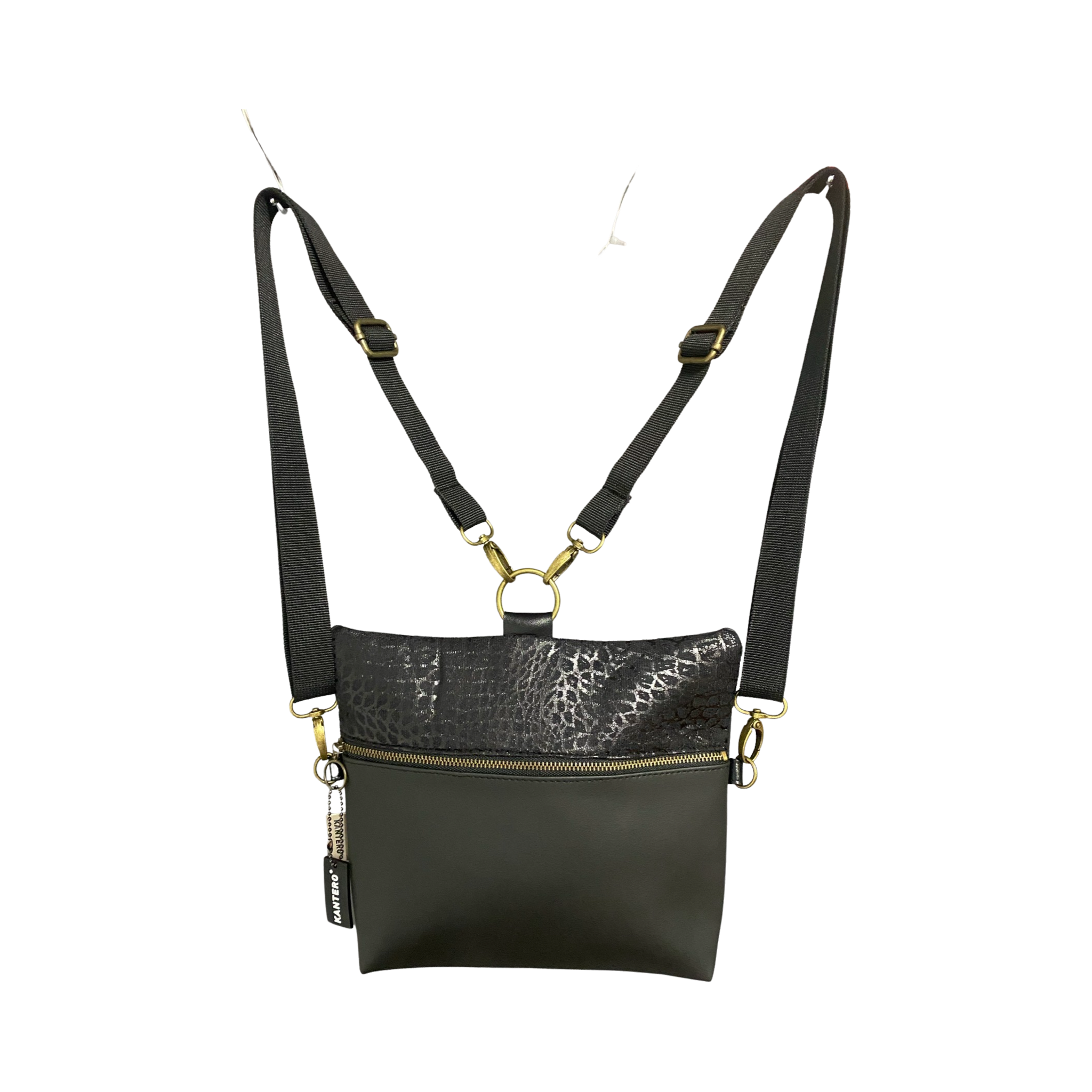 ⁨מיני 4 ב-1 הדפס תנין שחור ושחור ⁩