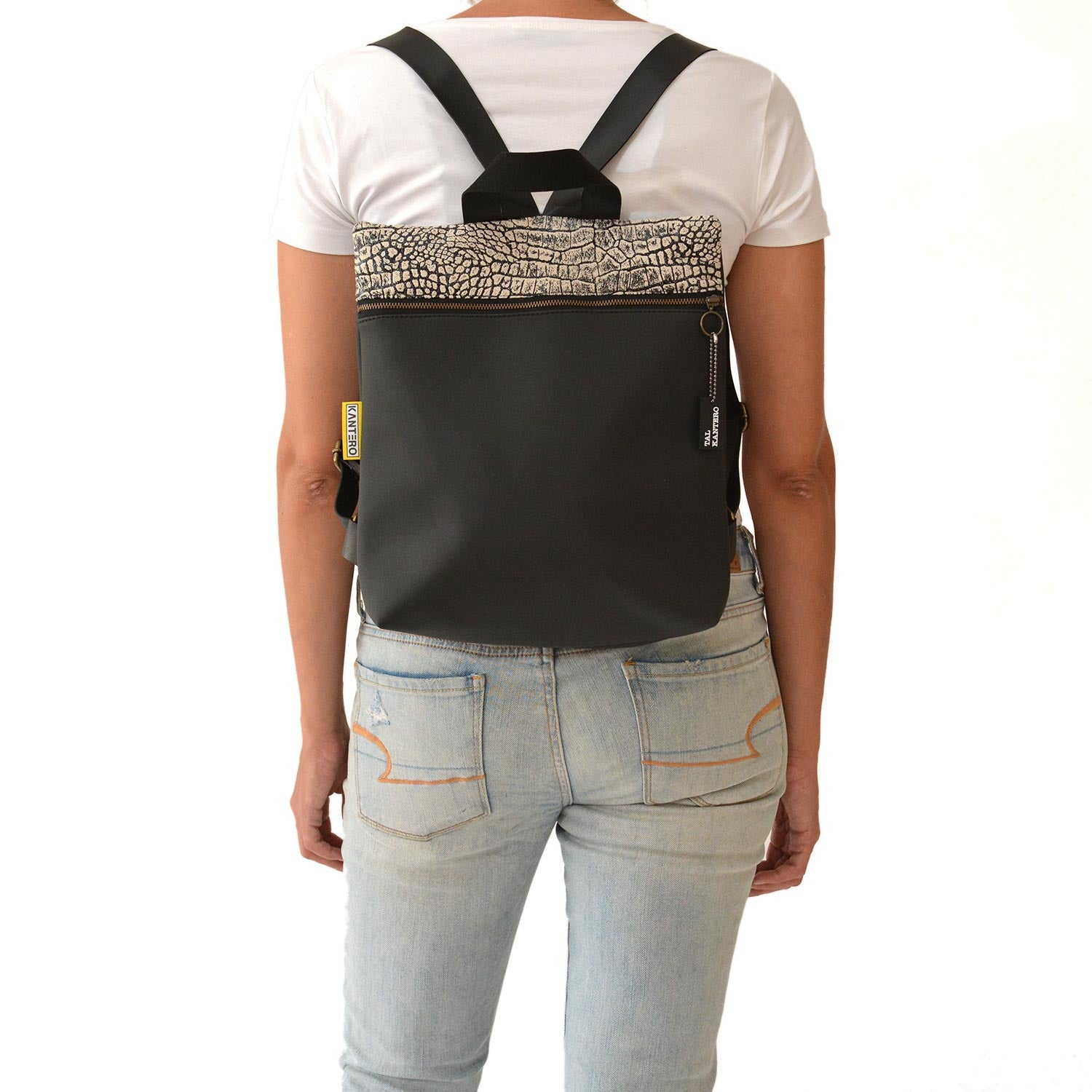 מיני מלבן הדפס תנין ושחור