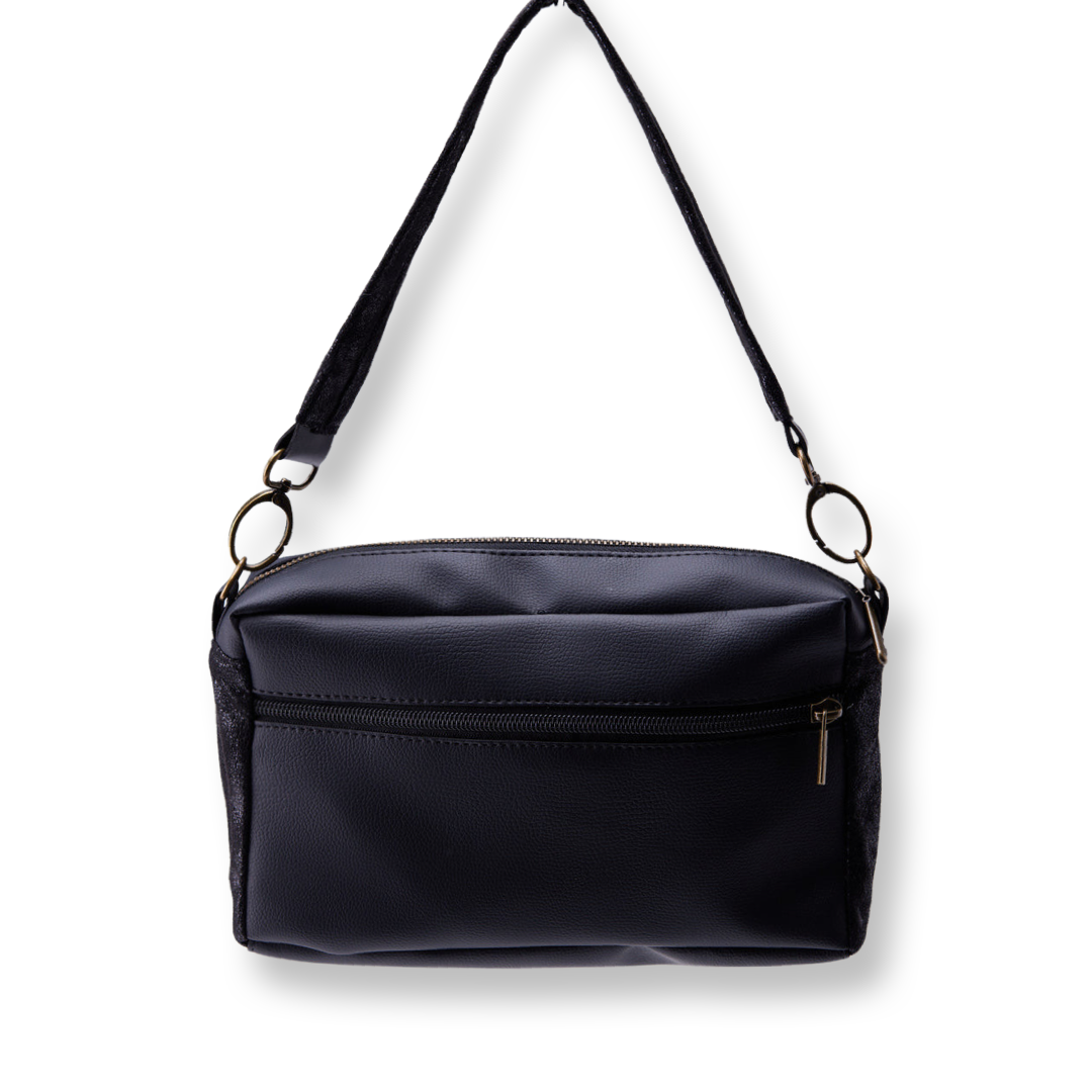 תיק צד קטן EDIT-שחור נצנצים ושחור